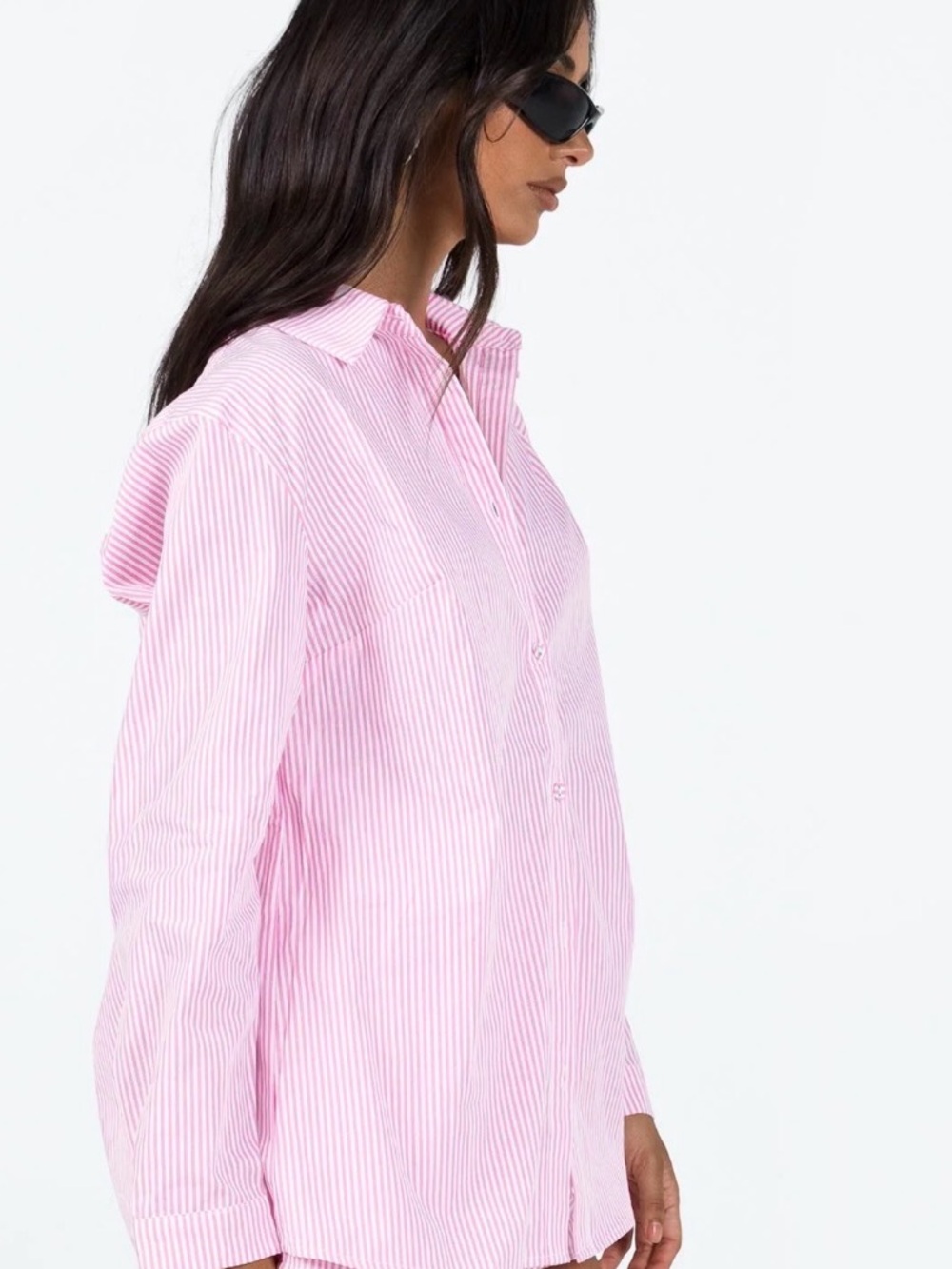 Princess polly pink stripe button down top size 2